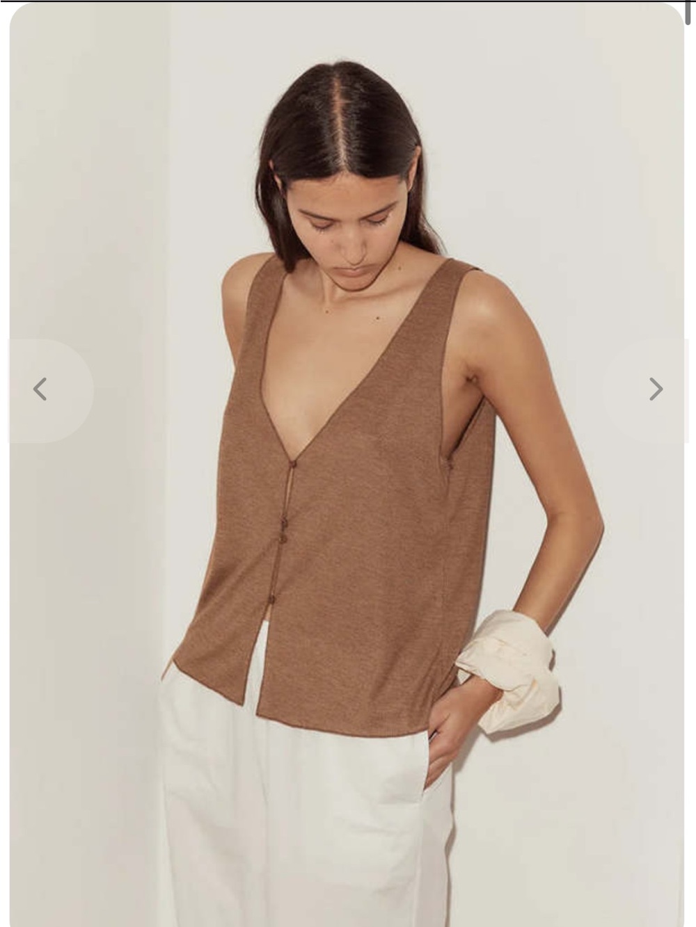 Deiji Studios - The Button Up Knit Tank in Coffee
